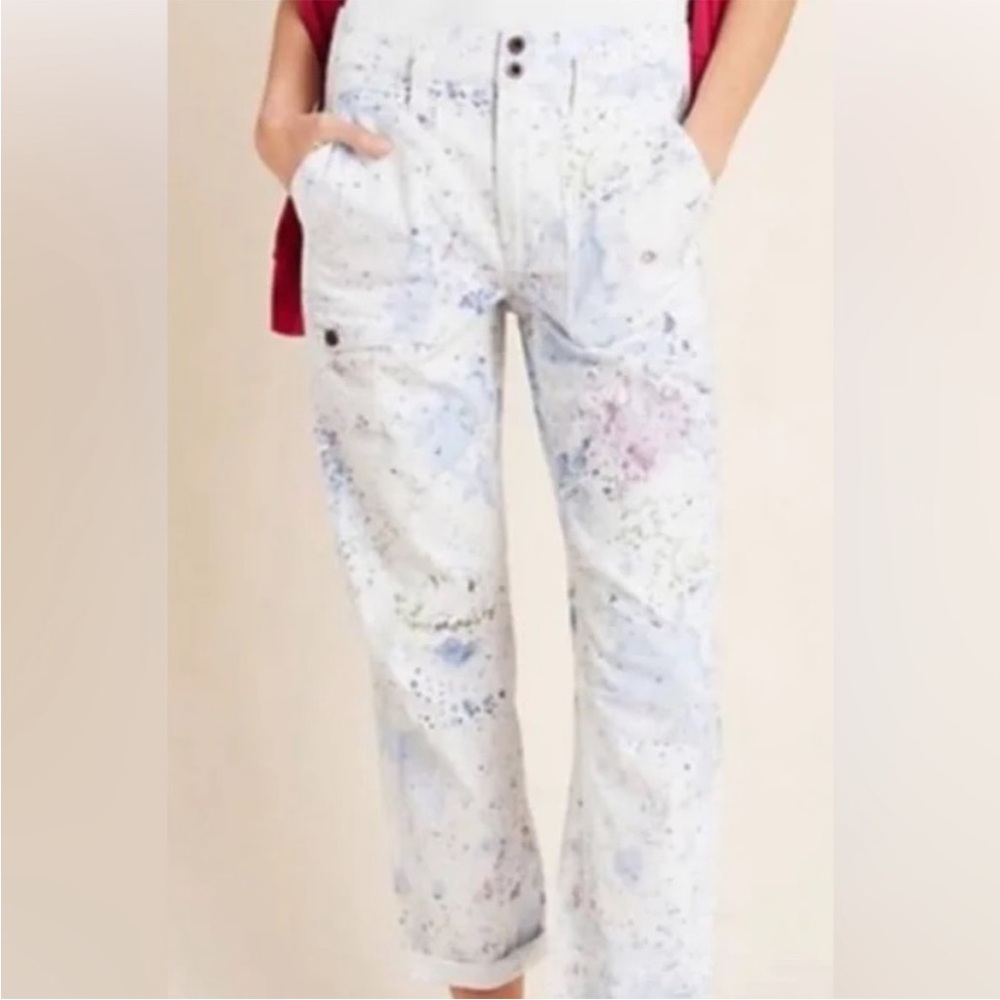 Anthropologie The Wanderer Paint Splatter Cargo Pants Size 28